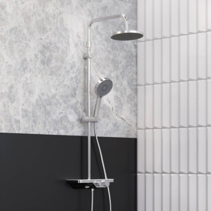 947730000 Apollo душевая система с ванно-душевым смесителем-полкой, Хром