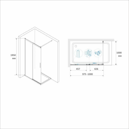 Душевая перегородка RGW Walk In WA-13B 100 34101310-14 профиль Черный стекло прозрачное