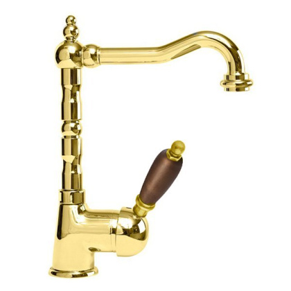 ELITE-LSM2-01-Nc Смеситель для раковины однорычажный с донным клапаном, исполнение хром, ручки Орех