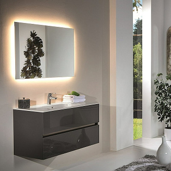 Тумба без раковины Vallessi 120*46cm АНТРАЦИТ глянец 2 полки 837-120-A glossy Boheme