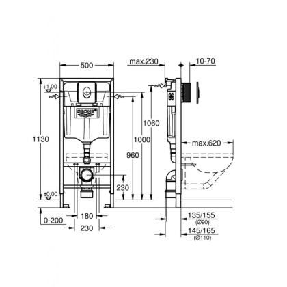 Инсталляция для унитаза подвесного стандартная комплект Grohe Rapid SL (38750001)