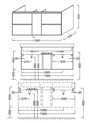 Тумба под раковину Jacob Delafon Soprano 140 см, EB1332, белый, шт Тумба под раковину Jacob Delafon Soprano 140 см, EB1332, белый, шт