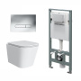 Комплект инсталляции с подвесным унитазом, кнопкой смыва