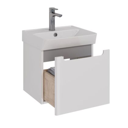 Тумба Lemark BUNO MINI 45см под 1 раковину, подвесная,1 ящик, цвет корпуса, фасада: Белый глянец Тумба Lemark BUNO MINI 45см под 1 раковину, подвесная,1 ящик, цвет корпуса, фасада: Белый глянец