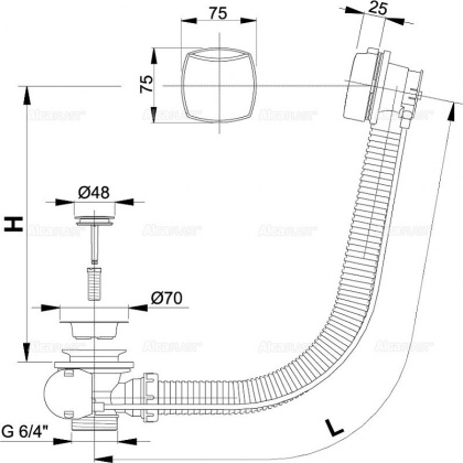 Сифон для ванны автомат комплект, хром Сифон для ванны автомат комплект, хром