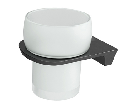 Подстаканник одинарный Wiese, 8,4х10х10,4 см, черный с белым, K-8928