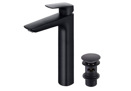 Смеситель для раковины 227 с донным клапаном AQUATEK, матовый черный AQ1005MB ВЕГА 