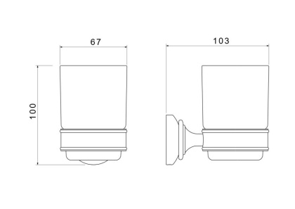 Стакан с держателем AQUATEK, матовый черный AQ4504MB КЛАССИК