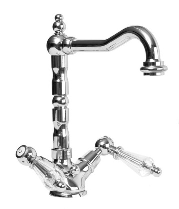 DIAMOND-LS2-03/24-Sw Смеситель на раковину с донным клапаном, исполнение золото, ручки Swarovski