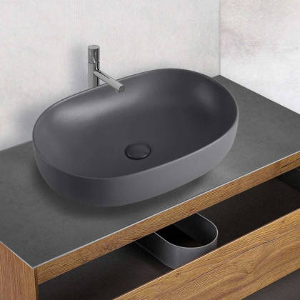 Раковина керамическая Vincea VBS-113MA, 600*415*135, накладная, цвет антрацит матовый Раковина керамическая Vincea VBS-113MA, 600*415*135, накладная, цвет антрацит матовый