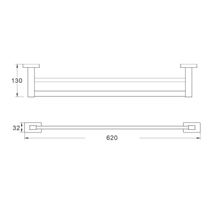 Полотенцедержатель трубчатый 2-ой, SG5627H Shevanik, Черный