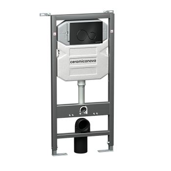 Система инсталляции для унитазов CERAMICANOVA Envision с кнопкой смыва Round цвет черный матовый и креплениями, арт. CN1001B