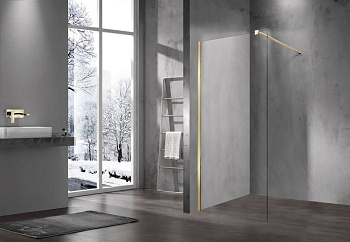 Душевая перегородка Walk-In VSW-1H700CLG, 700*2000, матовый золотой, стекло прозрачное