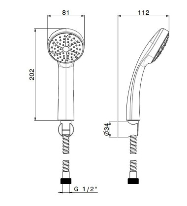 Ручной душ PIANO с держателем для лейки и шлангом, без выхода для подачи воды, хром Ручной душ PIANO с держателем для лейки и шлангом, без выхода для подачи воды, хром