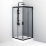W90G-403-090BT Душевое ограждение Gem Square Slide 90x90 стекло прозрачное, профиль Черный матовый,