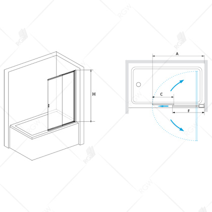 Шторка на ванну RGW Screens SC-40 100x150 профиль Хром стекло прозрачное