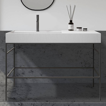 Консоль с раковиной ABBER Stein AS2647 напольная, белая матовая Консоль с раковиной ABBER Stein AS2647 напольная, белая матовая