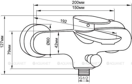 Смеситель для ванны с душем Aquanet Stark FF35273-2 Смеситель для ванны с душем Aquanet Stark FF35273-2