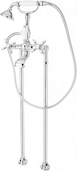 NOSTALGIA-VDP-01-Bi Напольный смеситель для ванны с ручным душем Исполнение: Хром, Ручки: Белый 