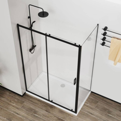 Душевой уголок City VSR-5CT9011CLB, 1100*900, черный, стекло прозрачное