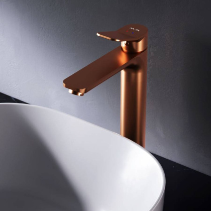 F85A92044 X-Joy, смеситель д/умывальника высокий, роз. золото