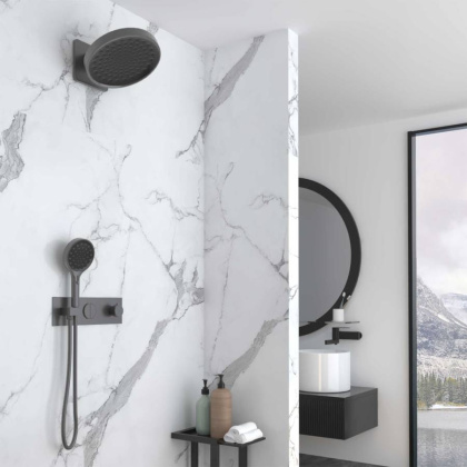 Душевой комплект VSFW-422TI3GM встраиваемый, термостат, двухрежимный, вороненая сталь