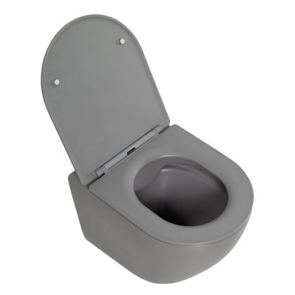 COLORATO Унитаз подвесной безободковый с креплением, серый матовый, BB062CHR-GR