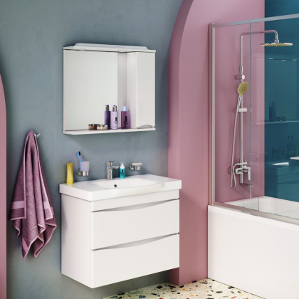 Полный комплект в ванную комнату Like, 80х45х65 см, белый, UK80OB