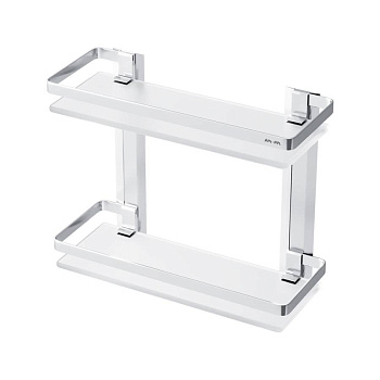 A7455200  Sense L Полка двухуровневая стеклянная, алюминий A7455200  Sense L Полка двухуровневая стеклянная, алюминий