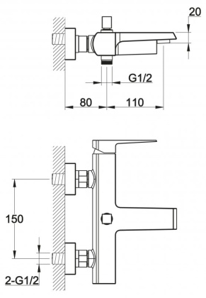 ARLIE Смеситель для ванны и душа, хром ARL-VASM-CRM ARLIE Смеситель для ванны и душа, хром ARL-VASM-CRM
