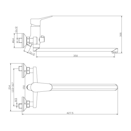 Смеситель д/ванны с длинным изливом NEVADA, арт.03221NV