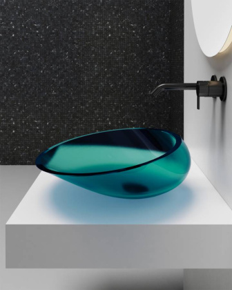 Раковина накладная прозрачная ABBER Kristall AT2812Aquamarin бирюзовая Раковина накладная прозрачная ABBER Kristall AT2812Aquamarin бирюзовая