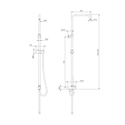Универсальная душевая система наружного монтажа OMNIRES UN10041CR (хром) Универсальная душевая система наружного монтажа OMNIRES UN10041CR (хром)