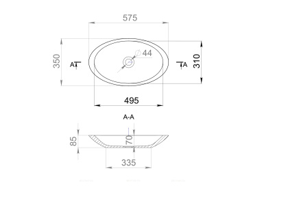 Раковина Salini S-Stone Callista 57 см 1101202SMRF, матовая Раковина Salini S-Stone Callista 57 см 1101202SMRF, матовая