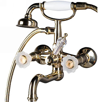 Смеситель для ванны(душевой комплект), Camelia золото