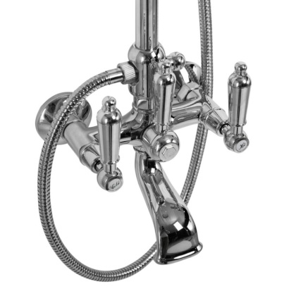 FIRST-CVD-02-M Душевая стойка со смесителем для ванны, верхним и ручным душем Исполнение: Бронза, Ручки: Металл  FIRST-CVD-02-M Душевая стойка со смесителем для ванны, верхним и ручным душем Исполнение: Бронза, Ручки: Металл