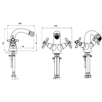 Смеситель для биде, Camelia хром_Комплект