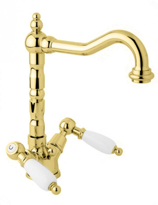 FIRST-LS2-03/24-M Смеситель для раковины с донным клапаном, исполнение золото