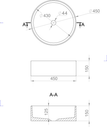 Раковина Salini S-Stone Armonia 45 см 130112SMRF, матовая Раковина Salini S-Stone Armonia 45 см 130112SMRF, матовая