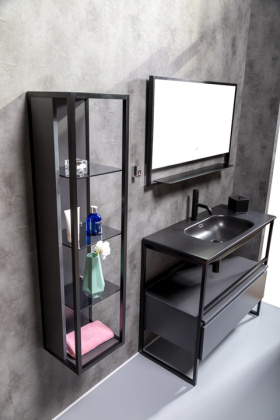 Пенал LOFT высокий антрацит, полки стекло 896-A Boheme