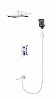 DUE Душевой комплект встраиваемый с изливом (смеситель встраиваемый, верхний душ, ручной душ со шлангом, штуцер с держателем), хром DUE-VDSET-CRM DUE Душевой комплект встраиваемый с изливом (смеситель встраиваемый, верхний душ, ручной душ со шлангом, штуцер с держателем), хром DUE-VDSET-CRM