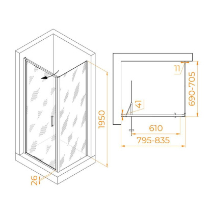 Душевой уголок  80* 70*195 RGW SV-145B (SV-05B + Z-050-2B) Прямоуг./Чёрный/Прозрачное/8 мм (Easy) Душевой уголок  80* 70*195 RGW SV-145B (SV-05B + Z-050-2B) Прямоуг./Чёрный/Прозрачное/8 мм (Easy)