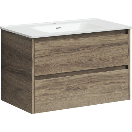 Тумба подвесная SANCOS Libra 790х450х500, c двумя ящиками оснащенными доводчиками, дуб чарльстон, арт. LB80ECH