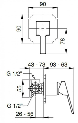 LEGEND-DIM-02 Встраиваемый однорычажный смеситель для душа, бронза