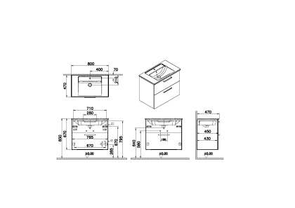 Модуль Root 80 см с квадратной раковиной, 2 ящика, кордоба