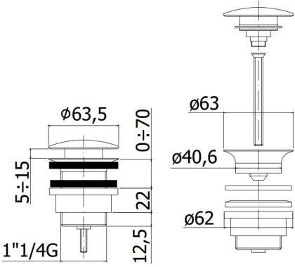 Донный клапан Paffoni ZSCA050NO Донный клапан Paffoni ZSCA050NO