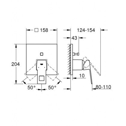 Смеситель однорычажный с переключателем на 2 положения, GROHE Eurocube, хром, (24062000)
 Смеситель однорычажный с переключателем на 2 положения, GROHE Eurocube, хром, (24062000)