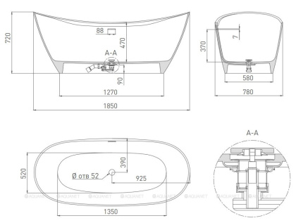 Ванна из искусственного камняNOEMI 185,101811G