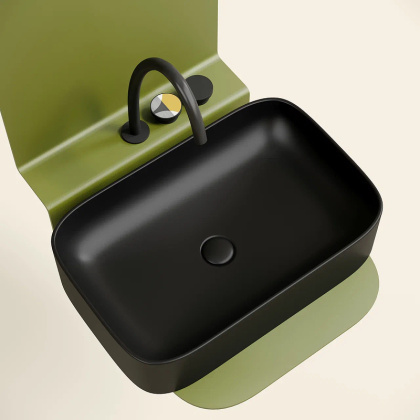 Умывальник чаша накладная прямоугольная (цвет Черный Матовый) Element 605*380*122мм