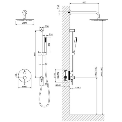Душевая система Timo Saona SX-2309/00SM скрытого монтажа, хром